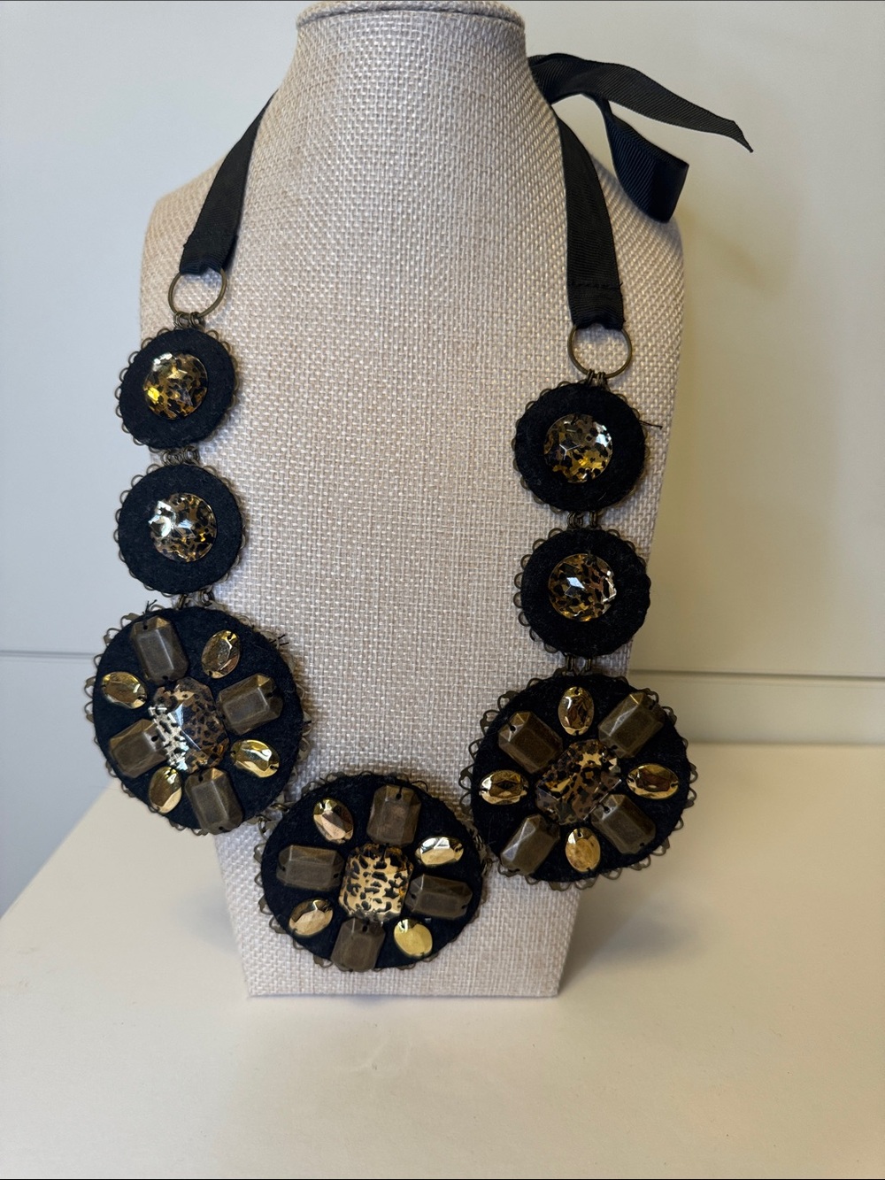 Black and Gold Statement Necklace - Women Jewelry